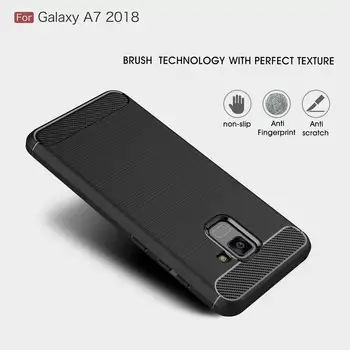 Pentru Samsung Galaxy A7 2018 caz Anti-Cioc Subțire Telefon tpu Acoperire Moale rezistent la Socuri Fibra de Carbon Înapoi cazul în care Telefonul pentru Galaxy A7 2018