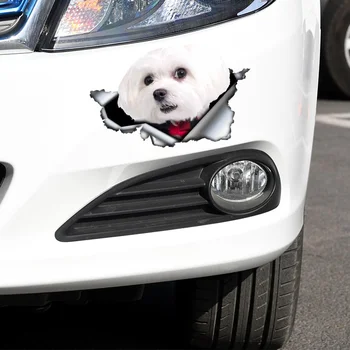 A0109# 13 cm/17 cm 3D Auto-adeziv Decal Drăguț Maltese Dog Auto Autocolant Impermeabil Auto Decoruri pe Bara de protecție din Spate Fereastră Laptop