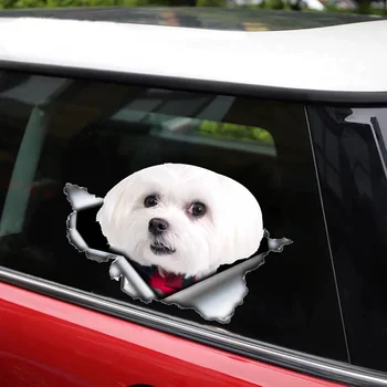 A0109# 13 cm/17 cm 3D Auto-adeziv Decal Drăguț Maltese Dog Auto Autocolant Impermeabil Auto Decoruri pe Bara de protecție din Spate Fereastră Laptop