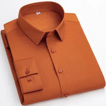 Bărbați pe plus dimensiune casual culoare solidă tricou 2021 primăvara și toamna noua Casual cu maneca lunga regular-fit buton de cămașă bărbați