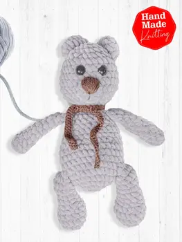 Ursuleț de Tricotat Fete și Băieți Jucărie pentru Copii lucrate Manual, Croșetat Velvet Rope, Umplute Somn Companion Organice