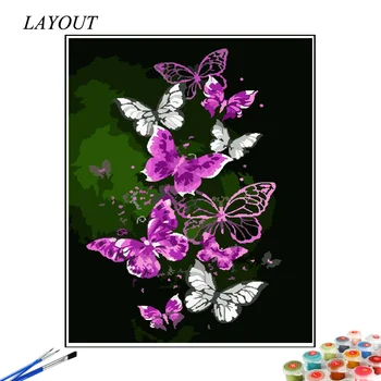 HUACAN DIY Imagini De Numărul Fluture Truse de Desen Pe Panza Pictura De Numere Animale Pictate manual, Tablouri Decor Acasă