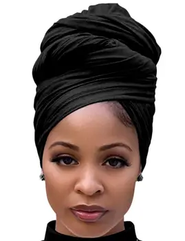 African Cap Împachetări pentru Femei de culoare Pretied Turban Stretch Headband Cravată pentru Dormit Musulman Simplu Jersey Eșarfă Cap Hijab Folie