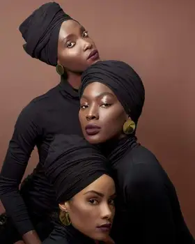 African Cap Împachetări pentru Femei de culoare Pretied Turban Stretch Headband Cravată pentru Dormit Musulman Simplu Jersey Eșarfă Cap Hijab Folie