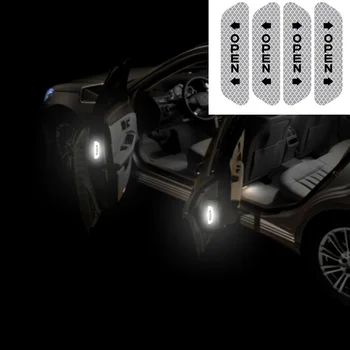 4buc Ușa Mașinii de Siguranță de Avertizare Marca DESCHIDE Autocolante Reflectorizante pentru Fiat Panda Bravo Punto Linea Croma 500 595
