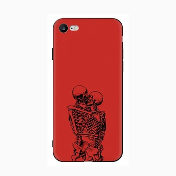 Roșu Doodles Estetica Silicon de Caz pentru iphone 11 12 Pro Max 12 X Mini XS XR 8 7 6s 6 Plus 5 5s SE 2020 Capacul din Spate