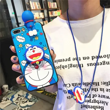 Pentru iPhone 11 Pro Xs Max Xs XR 6 7 8Plus Caz Place Doraemon TPU Moale Capacul Telefon Curea Coarda Caz