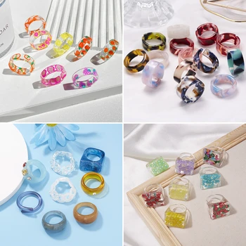 2021 Fierbinte de Vânzare de Moda coreeană Colorate Rășină Acrilică Inele pentru Femei Vintage Inele Geometrice Set Petrecere de Nunta Bijuterii Fată Cadouri