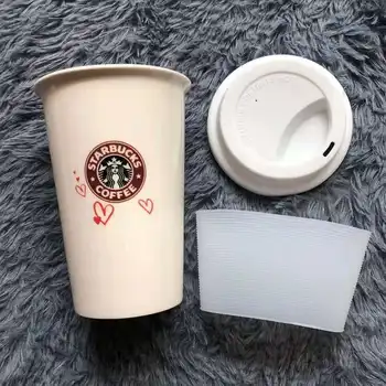 Noi Nordic Ins Cana Ceramica Starbucks Ceașcă cu Logo-ul de Mare Capacitate Cana Cana de Apa Amuzant Cani Cesti de Cafea Rece Tazas cu Lingura