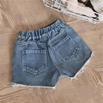 Moda Fetita Casual pantaloni Scurți de blugi Rupt Găuri Copilul Adolescent Copil din Bumbac Lenjerie Pantaloni Butonul de Vară Haine pentru Copii 1-14Y