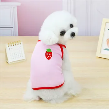 Drăguț Haine De Câine Vestă De Capsuni Câini, Îmbrăcăminte De Moda Primavara-Vara Fructe Broderie Animale De Companie Coutume Yorkies Trendy Roz Ropa Perro