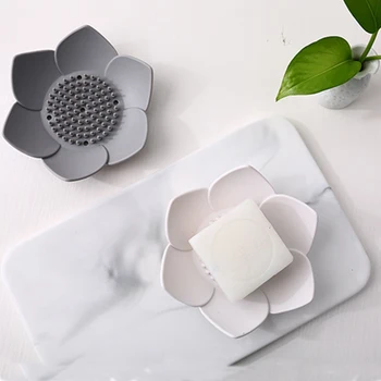 Drenarea Antena De Săpun Soap Box Placa De Lotus Forma De Silicon Cutie Suport Portabil Săpun Preparate De Plastic Titularul De Dish Săpun