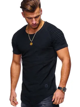 Cu mânecă scurtă t-shirt pentru bărbați 2019 vara noi de bumbac alb, rotund gât Subțire de imprimare tendință jumătate maneca