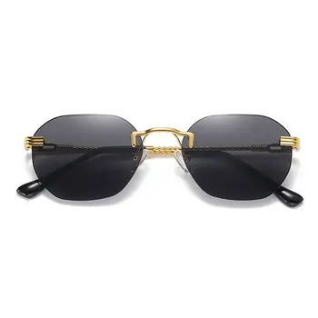 HBK Moda Pătrat fără ramă de ochelari de Soare Femei Bărbați Mic Dreptunghi Colorat Ochelari de Aur de Metal de Brand Design Fara rama Unisex UV400