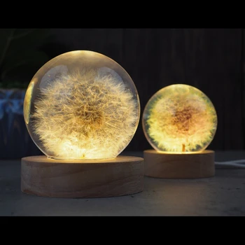 Glob de cristal LED Lumini de Noapte Rășină Epoxidică Mucegai Acasă Decorare Mucegai Silicon de Lemn LED iluminat Bază de Păpădie Flori Uscate DIY