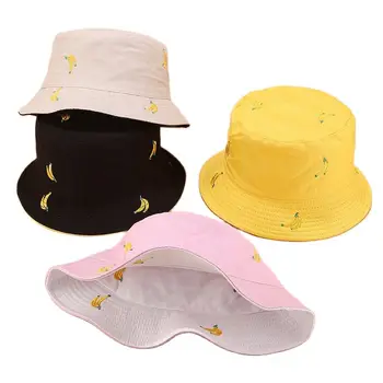 Femei Barbati Cupluri Boem Banana Imprimare Găleată Pălărie De Vară Reversibile Packable Hip Hop Harajuku Streetwear Panza Pescar Capac