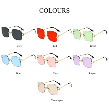 SHAUNA Uri Populare Culori Bomboane ochelari de Soare Patrati Femeie de Moda fără ramă Fumurii Ochelari de Oameni Nuante UV400 Ochelari de Soare