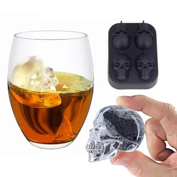 Instrument DIY Whisky, Vin, Cocktail Cub de Gheata 3D Mucegai Silicon Ice Cube Maker Forma Craniului Ciocolata Mucegai Tava de Gheață Crema de Mucegai A8