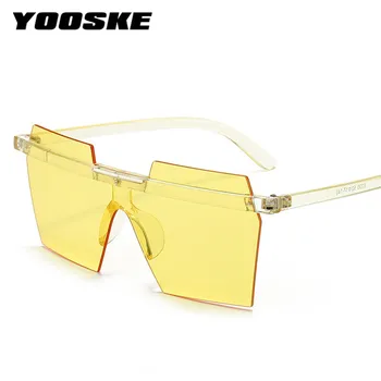 YOOSKE Moda fără ramă de ochelari de Soare Femei Bărbați Tendințe de Personalitate de sex Feminin de Ochelari Fara rama Una bucata Glassess Soare UV400 Colorate