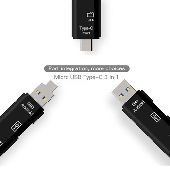 OTG Card Reader Universal TF Card Micro SD USB de Tip C, Cititor de Carduri de Memorie Pentru Xiaomi, Huawei Micro USB Auto Adaptor Audio-Video