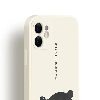 Retro Drăguț de pluș negru iepure luna arta Japoneză Telefon Caz Pentru iPhone 11 12 Pro Max Xr Xs Max 7 8 Plus X 7Plus caz Acoperi Drăguț