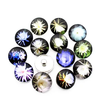 12pcs/lot de sticlă epiphyllum 18mm butoane de ajustare floare din piele incuietoare buton snap bratara fixa Brățări bijuterii