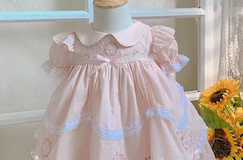Îmbrăcăminte Pentru Copii Spaniolă Epocă Lolita Rochie De Bal Lace Print Cu Maneci Scurte Peter Pan Culoare Paști Rochie De Printesa Pentru Fete A102