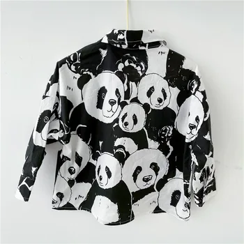Primavara Toamna Copii Tricou Maneca Lunga Panda Imprimate Tricou pentru Fete si Baieti de Epocă Vrac Copii Topuri BB83
