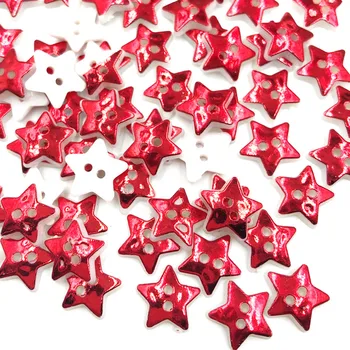 100buc 12,5 mm Metalic Red Star 2 Gauri Butoane de Cusut Rochie Tricou Copil de Îmbrăcăminte Cusut Album de Crăciun Artizanat PT301