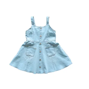 Fete Dress Fată Copilul Haine De Primăvară 2021 Noi Fete Bumbac Moda Suspensor Rochie Denim