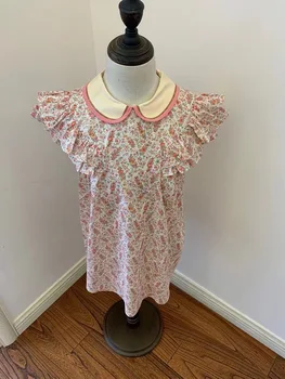 2021 Presale-30 aprilie Copil rochie roz model floral maneca scurta copii dulci rochii
