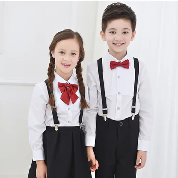 Baieti Maneca Lunga Tricou Baieti Copii Alb Copii, Uniforme Școlare Decora Costum pentru Petrecerea de Nunta Domn Haine de Școală 110-180cm
