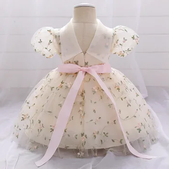 2021 Fete De Vară Rochii De Dantelă Copii Ziua De 1 Ani Rochie Baby Princess Dress Fată Tutu Roz Rochie De 0-5 Ani Haine Pentru Copii
