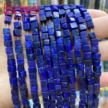 4x4mm 6x6mm Natural Lapis Lazuli Piatră Pătrat Margele Vrac Margele Spacer Pentru a Face Bijuterii Diy Brățară Accesorii 15