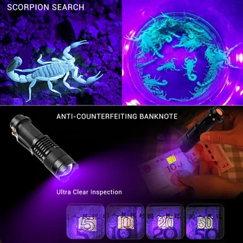 Noul LED UV novetly lampa UV 365nm lanterna UV invizibil cu Zoom lanterna potrivit pentru animale de companie vopsea de vânătoare marca verifica
