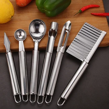 6Pcs de Bucătărie din Oțel Inoxidabil Gadget Set Cuțit de Fructe carotier Cuțit de Pepene verde Săpat Lingură de Cartofi Peeling