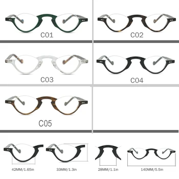 Bărbați și Femei Acetat de epocă jumătate-cadru pahare mici transparent rama de ochelari optice miopie ochelari baza de prescriptie medicala