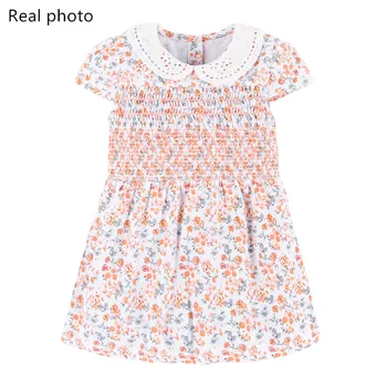 Puțin Maven 2021 Noi de Vara Fete pentru Copii Haine de brand rochie copii din bumbac portocaliu floare de imprimare maneci scurte rochii de moda S0806