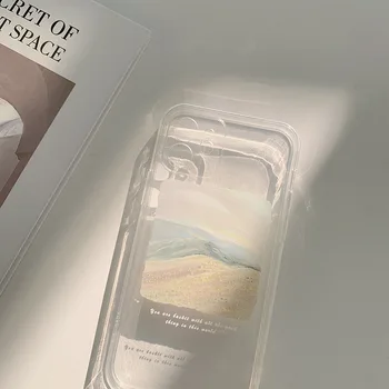 Arta Retro Pictură în Ulei Dune de Nisip de Nori Telefon Caz Pentru iPhone 12 11 Pro Max X Xs Max Xr 7 8 Puls SE 2020 Cazuri Clare TPU Moale Capacul