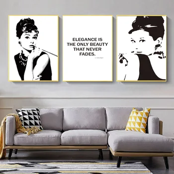 Alb și negru Audrey Hepburn Arta de Perete Panza Pictura Minimalist Postere si Printuri Camera de zi de Decorare Pictura Decor Acasă