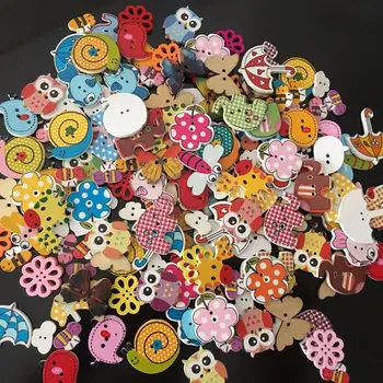 50pcs Animale din Lemn Scrapbooking Îmbrăcăminte Nasturi Decorativi pentru Meserii DIY accesorii de Cusut Fluturele Bufnita Butoane