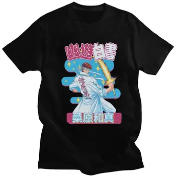 Moda Kazuma Kuwabara T Camasa Barbati cu Maneci Yu Yu Hakusho T-shirt de Vară Tee Anime Manga din Bumbac Slim Fit Tricou Marfa