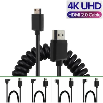 OD 3.0 mm Mini-HD-a Încolăcit 4k Cablu HDMI 2.0 La Micro HDMI-compatibil Întinde de Primăvară Curl Flexibil Subțire, Cabluri 2k Hd 4k @60hz