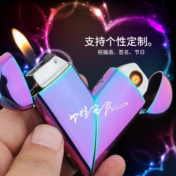 Dual-scop de Gaze Electrice Ușoare de Rotație Dragoste Inima în formă de Brichetă USB de Incarcare Bricheta Creative Cadouri pentru Bărbați Dropship Furnizor
