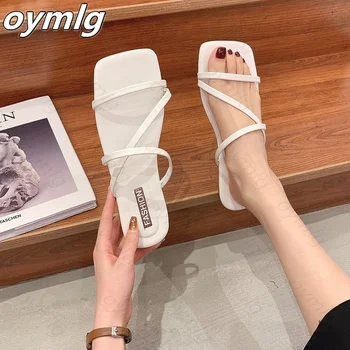 Plat papuci femei 2021 primăvară noua moda coreeană set toe cuvânt cu plaja sandale Romane papuci