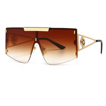 Trendy Supradimensionat ochelari de Soare Femei Barbati Moda fără ramă din Metal de Lux de sex Feminin de ochelari de Soare Gradient UV400 Ochelari
