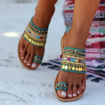 Femei Pantofi De Vara Boho Artizanal Sandale Plate Doamnelor Handmade Stil Grecesc Papuci Flip Flop Sandale Sandalia Feminina 2021