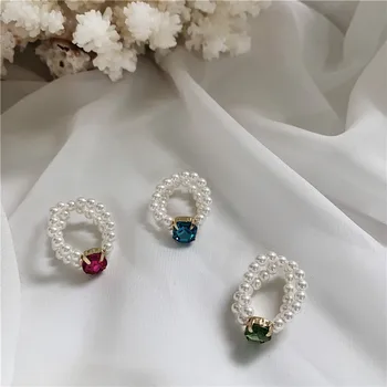 2021 Lux Elastic Margele Perla Indesata Inele Boho Handmade cu Margele Dublu Cerc Pătrat Cristal Inele pentru Femei Fete Cadouri