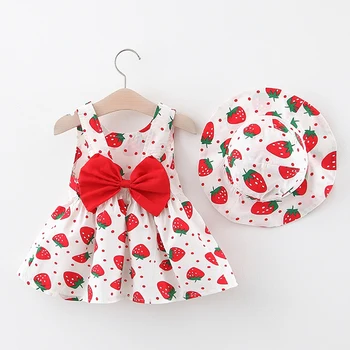 Copil de vara Fete Drăguț Printesa Rochii de Îmbrăcăminte pentru Copii Strawberry Imprimare fără Mâneci Vesta Fusta Copii Drăguț Haine 6M-4T