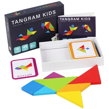 Copii de Mari Dimensiuni din Lemn 3D Puzzle-uri Copii Jucarii Educative pentru Copii Distracție Formă Geometrică Tangram Puzzle Bord Puzzle Lemn Jucărie